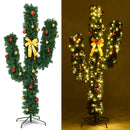 6 Feet Artificial Cactus PVC Christmas Tree with LED Lights and Ball Ornaments by LJGDeals