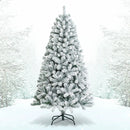 6 Feet Artificial Snow Decorated Flocked Hinged Christmas Tree with Metal Stand by LJGDeals