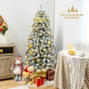 6 Feet Artificial Snow Decorated Flocked Hinged Christmas Tree with Metal Stand by LJGDeals