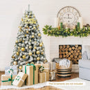 6 Feet Artificial Snow Decorated Flocked Hinged Christmas Tree with Metal Stand by LJGDeals