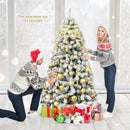 6 Feet Artificial Snow Decorated Flocked Hinged Christmas Tree with Metal Stand by LJGDeals