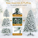 6 Feet Artificial Snow Decorated Flocked Hinged Christmas Tree with Metal Stand by LJGDeals