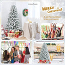 6 Feet Artificial Snow Decorated Flocked Hinged Christmas Tree with Metal Stand by LJGDeals