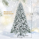 7.5 Feet Snow Flocked Hinged Artificial Christmas Tree without Lights by LJGDeals
