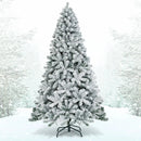 7.5 Feet Snow Flocked Hinged Artificial Christmas Tree without Lights by LJGDeals