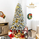7.5 Feet Snow Flocked Hinged Artificial Christmas Tree without Lights by LJGDeals