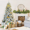 7.5 Feet Snow Flocked Hinged Artificial Christmas Tree without Lights by LJGDeals