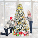 7.5 Feet Snow Flocked Hinged Artificial Christmas Tree without Lights by LJGDeals