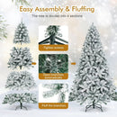 7.5 Feet Snow Flocked Hinged Artificial Christmas Tree without Lights by LJGDeals