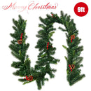 9 Feet Pre-lit Artificial Christmas Garland Red Berries with LED by LJGDeals