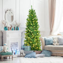 6 Feet PVC Hinged Pre-lit Artificial Fir Pencil Christmas Tree with 150 Lights by LJGDeals
