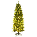 6 Feet PVC Hinged Pre-lit Artificial Fir Pencil Christmas Tree with 150 Lights by LJGDeals