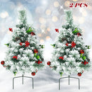 2 Feet Set of 2 Pre-lit Pathway Flocked Christmas Trees Battery Powered by LJGDeals