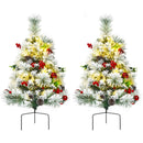 2 Feet Set of 2 Pre-lit Pathway Flocked Christmas Trees Battery Powered by LJGDeals