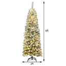 6 Feet Pre-lit Snow Flocked Artificial Pencil Christmas Tree with 250 LED Lights by LJGDeals