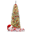 6 Feet Pre-lit Snow Flocked Artificial Pencil Christmas Tree with 250 LED Lights by LJGDeals