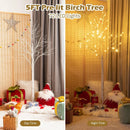 5 Feet Pre-lit White Twig Birch Tree with 72 LED Lights for Christmas by LJGDeals
