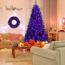 24 Inch Pre-lit Halloween Wreath with 35 Purple LED Lights by LJGDeals