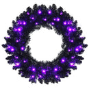24 Inch Pre-lit Halloween Wreath with 35 Purple LED Lights by LJGDeals