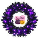 24 Inch Pre-lit Halloween Wreath with 35 Purple LED Lights by LJGDeals