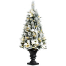 4 Feet Pre-lit Snowy Christmas Entrance Tree with White Berries and Flowers by LJGDeals