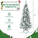 Snow Flocked Christmas Pencil Tree with Berries and Poinsettia Flowers by LJGDeals