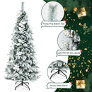 Snow Flocked Christmas Pencil Tree with Berries and Poinsettia Flowers by DirectDeals
