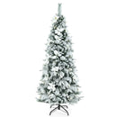 Snow Flocked Christmas Pencil Tree with Berries and Poinsettia Flowers by DirectDeals