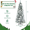 Snow Flocked Christmas Pencil Tree with Berries and Poinsettia Flowers by LJGDeals