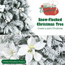 Snow Flocked Christmas Pencil Tree with Berries and Poinsettia Flowers by LJGDeals