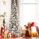 Snow Flocked Christmas Pencil Tree with Berries and Poinsettia Flowers by DirectDeals