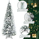 Snow Flocked Christmas Pencil Tree with Berries and Poinsettia Flowers by DirectDeals