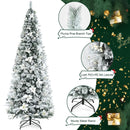 Snow Flocked Christmas Pencil Tree with Berries and Poinsettia Flowers by LJGDeals