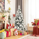 5 Feet Snow Flocked Hinged Christmas Tree with Berries and Poinsettia Flowers by LJGDeals