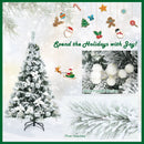 Snow Flocked Christmas Pencil Tree with Berries and Poinsettia Flowers by LJGDeals