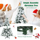Snow Flocked Christmas Pencil Tree with Berries and Poinsettia Flowers by LJGDeals