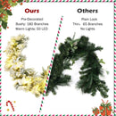 9 Feet Pre-Lit Artificial Christmas Garland with 50 LED Lights by LJGDeals