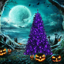 Black Artificial Christmas Halloween Tree with Purple LED Lights by LJGDeals