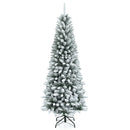 Snow-Flocked Hinged Artificial Christmas Pencil Tree with Mixed Tips by LJGDeals