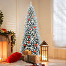 Snow-Flocked Hinged Artificial Christmas Pencil Tree with Mixed Tips by LJGDeals