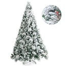 8 Feet Snow Flocked Christmas Tree Glitter Tips with Pine Cone and Red Berries by LJGDeals