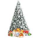 8 Feet Snow Flocked Christmas Tree Glitter Tips with Pine Cone and Red Berries by LJGDeals