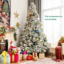 8 Feet Snow Flocked Christmas Tree Glitter Tips with Pine Cone and Red Berries by DirectDeals