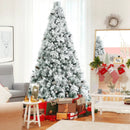 8 Feet Snow Flocked Christmas Tree Glitter Tips with Pine Cone and Red Berries by LJGDeals