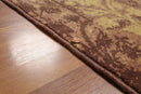 9' x 12' Hand Knotted Erased Pattern Botanical Wool Pile Area Rug Brown