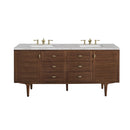 James Martin Amberly 72" Dual Mount Double Bathroom Vanity, Mid-Century Walnut
