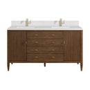 James Martin Myrrin 60" Double Bathroom Vanity, Mid-Century Walnut
