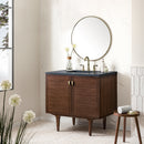 James Martin Amberly 36" Dual Mount Single Bathroom Vanity, Mid-Century Walnut