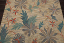 5x8 Beige Handmade Wool Loop Pile Floral Traditional Oriental Area Rug