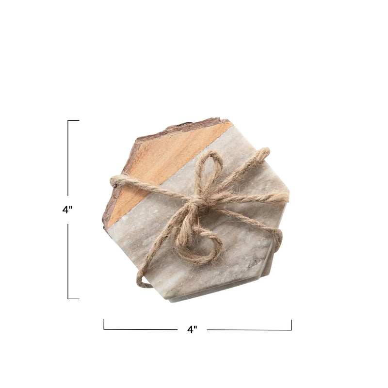 Live-edge Marble Coasters, Set of 4